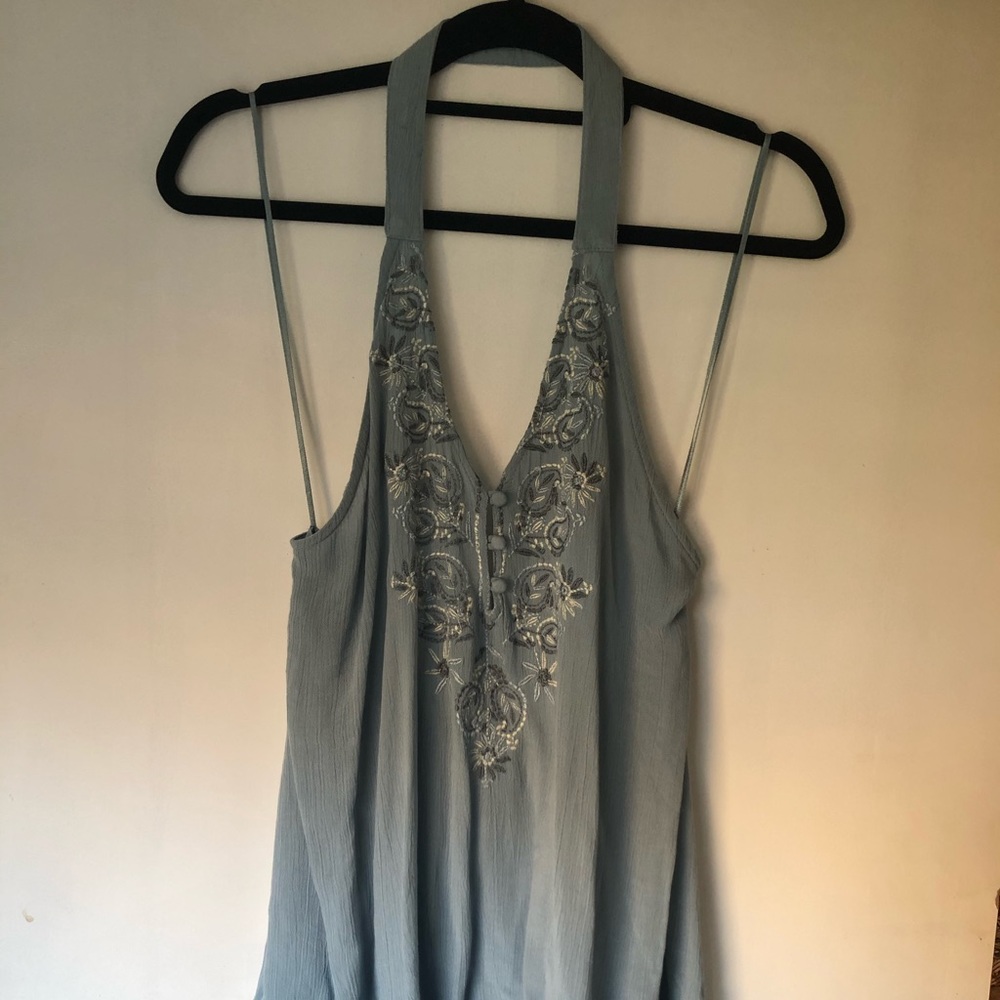 Embroidered halter top